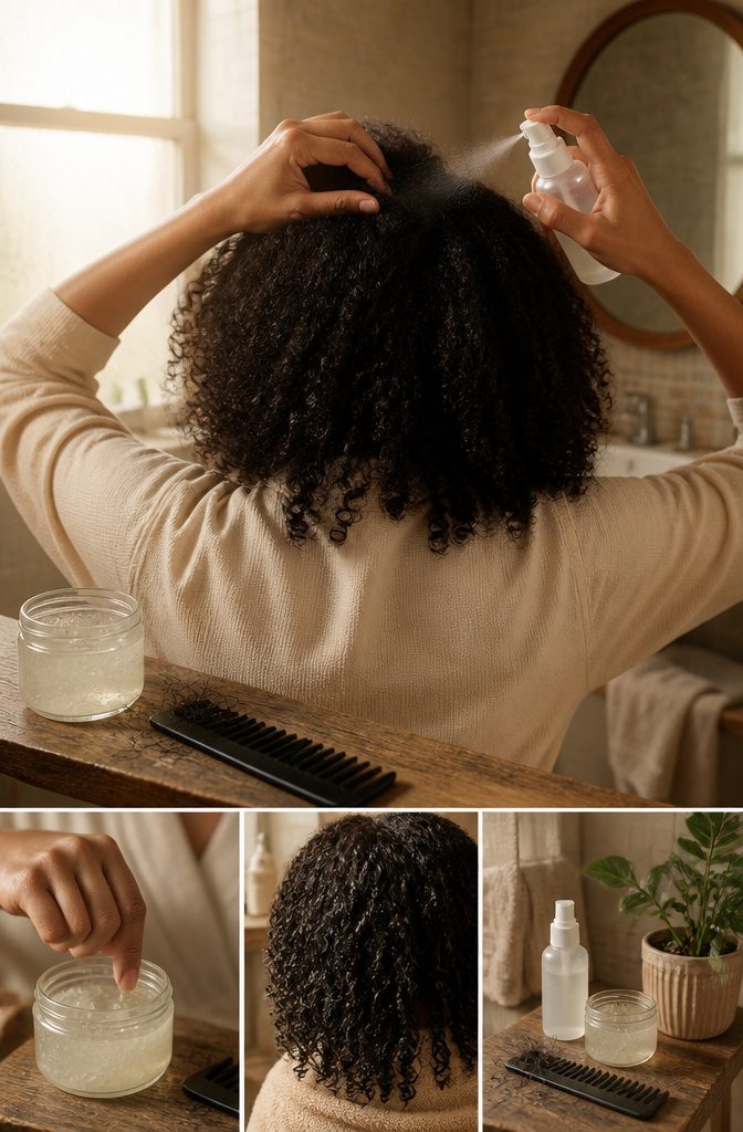 Aloe vera gel and hair products arranged for a hair care article