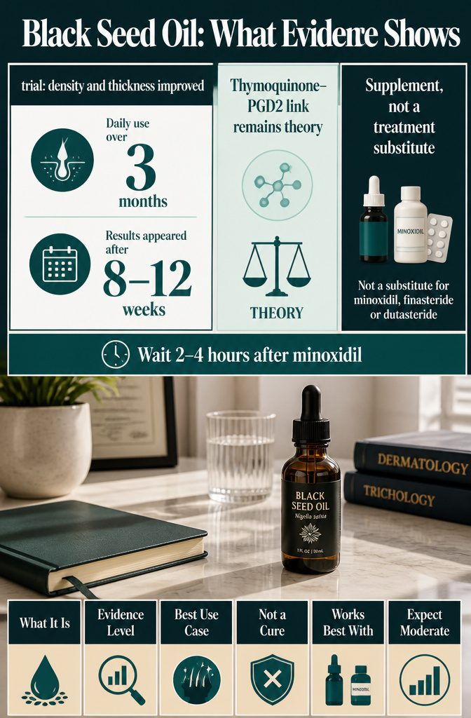 Black seed oil evidence graphic for beauty