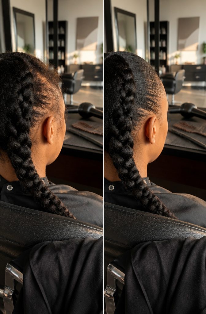 Person with thinning hair in a photograph about styling and hair damage