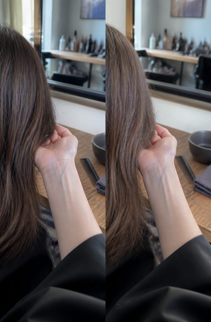 Coffee-brown hair with a rich brunette shade and soft neutral undertones