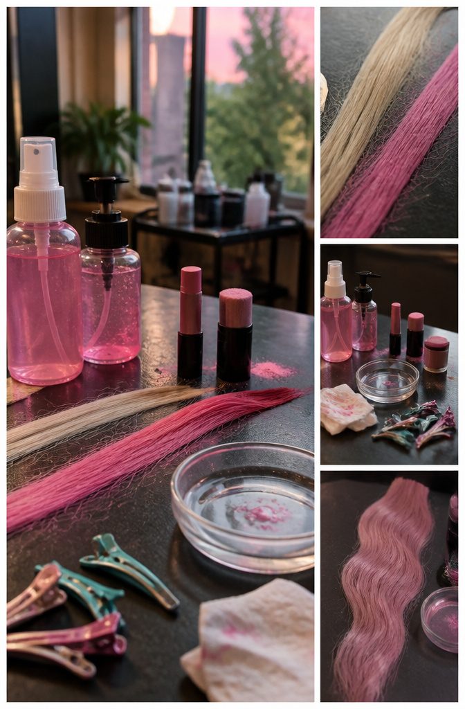 Hair color photograph showing vivid temporary color on a person's hair