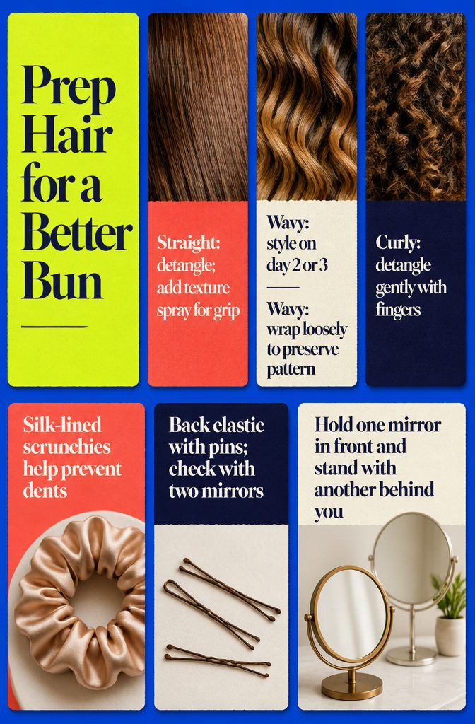 Hair prep guide with straight wavy and curly hair advice