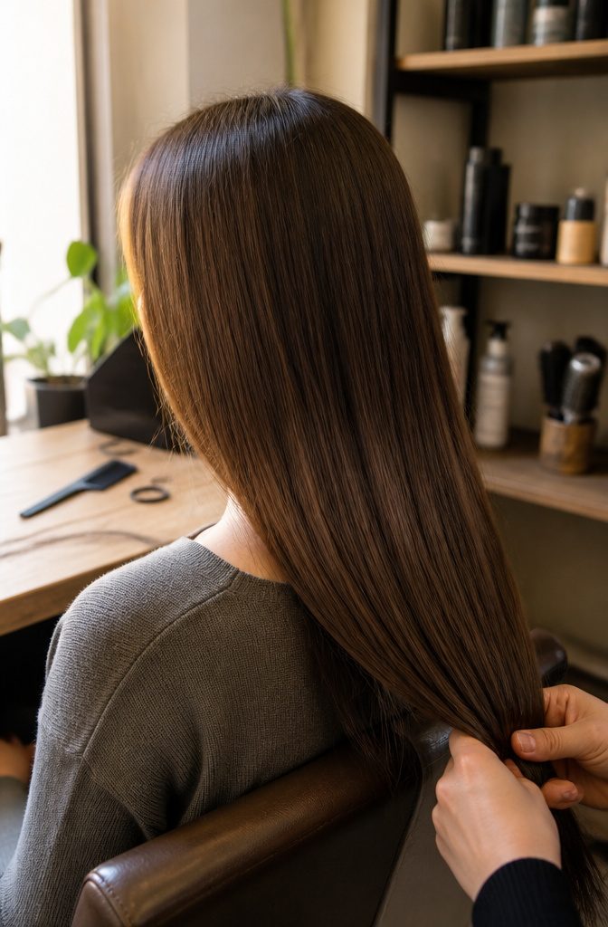 Half-up hairstyle with braided sections and loose hair
