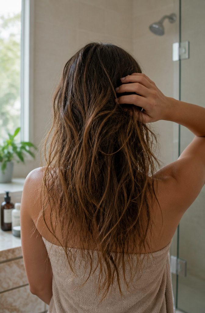 Loose hair strands showing short broken pieces and longer hairs