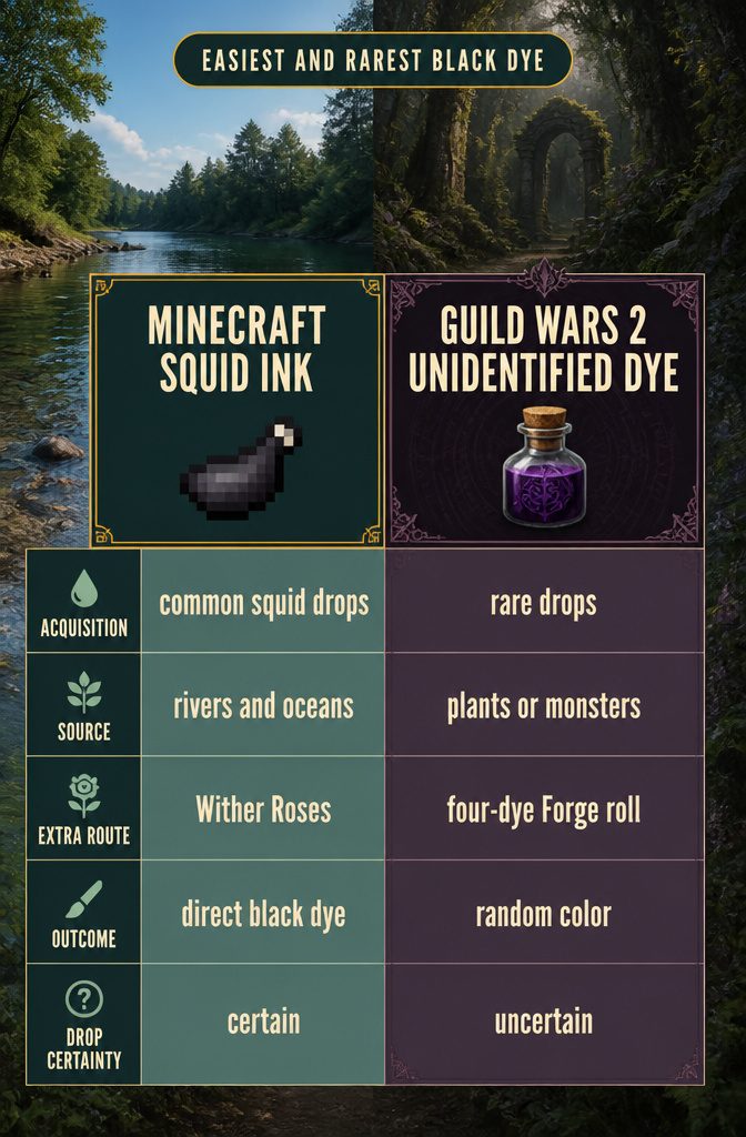 Easiest and Rarest Black Dye information graphic