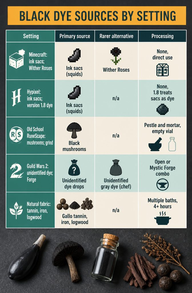 Black Dye Sources by Setting information graphic