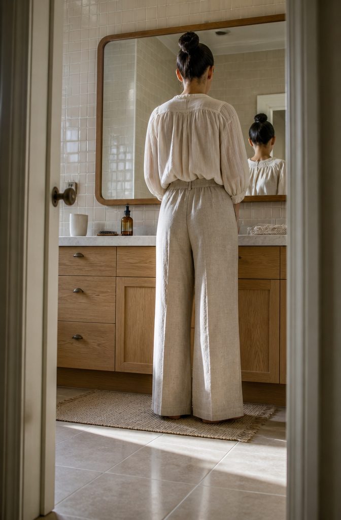 Hair gathered into a bun in a hairstyle tutorial photograph
