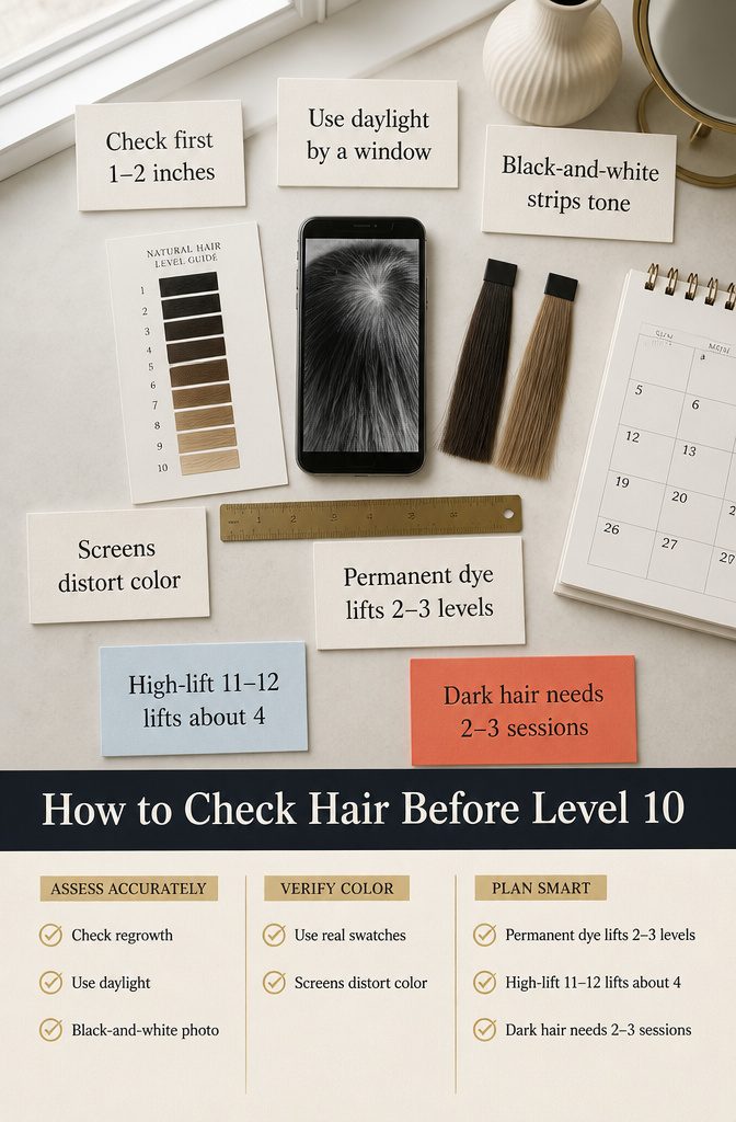 Hair beside a window in daylight for checking its level