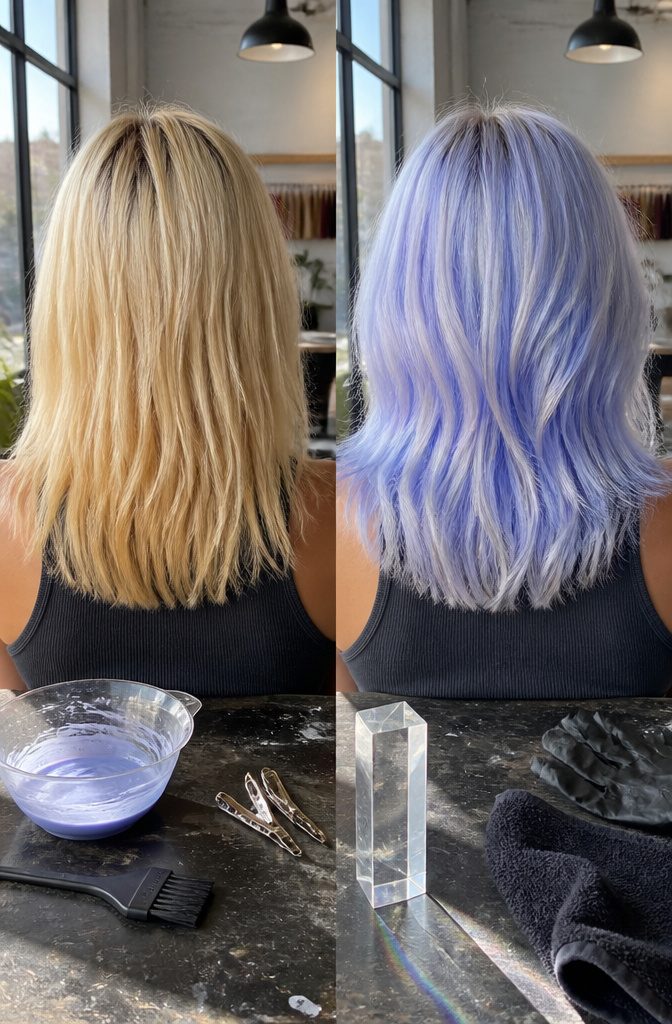 Pale blonde hair displaying a light base for vivid color