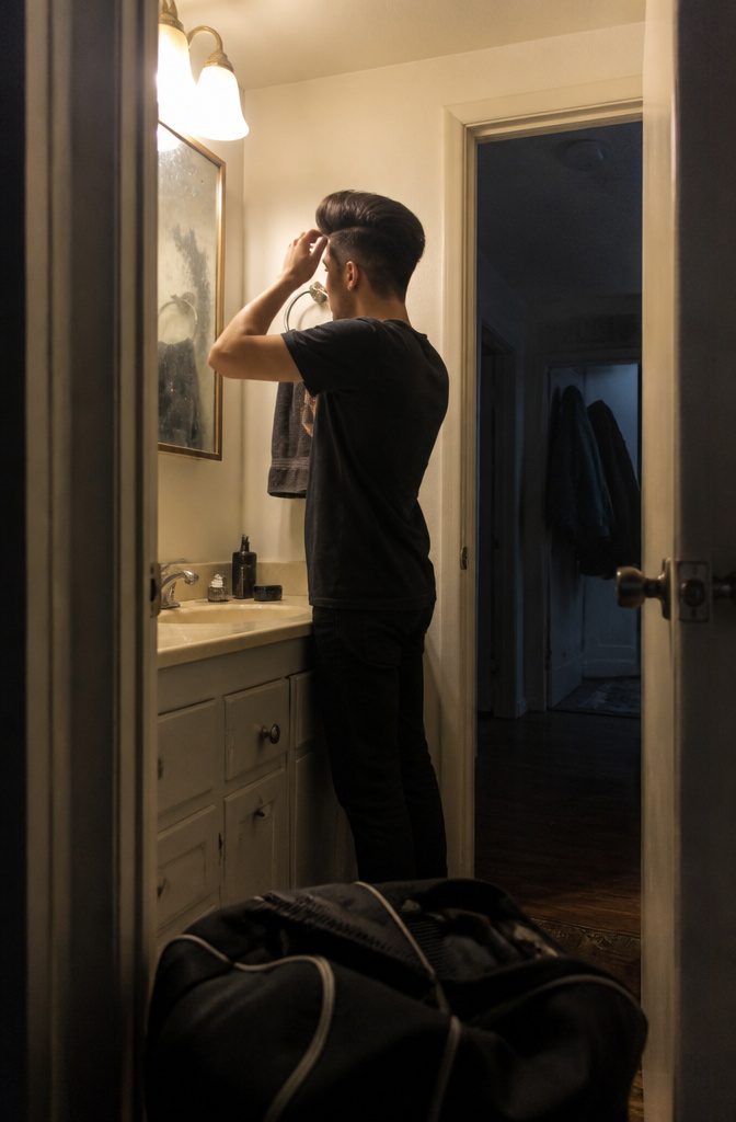 Broski character in a photograph accompanying an article about his new haircut