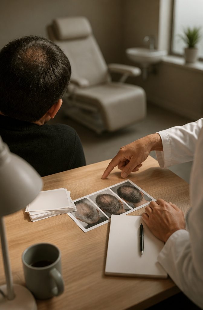 Prescription hair loss medicines beside medical consultation notes