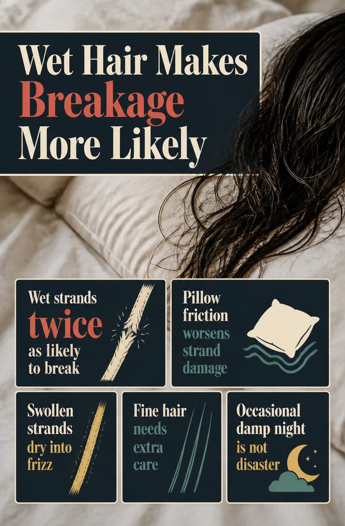 Graphic about wet hair and breakage risk