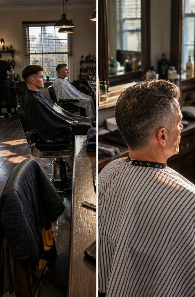 Mature quiff with a shorter soft top and tapered sides