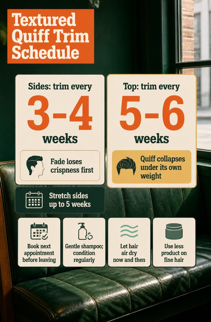Trim schedule graphic comparing upkeep for quiff sides and top