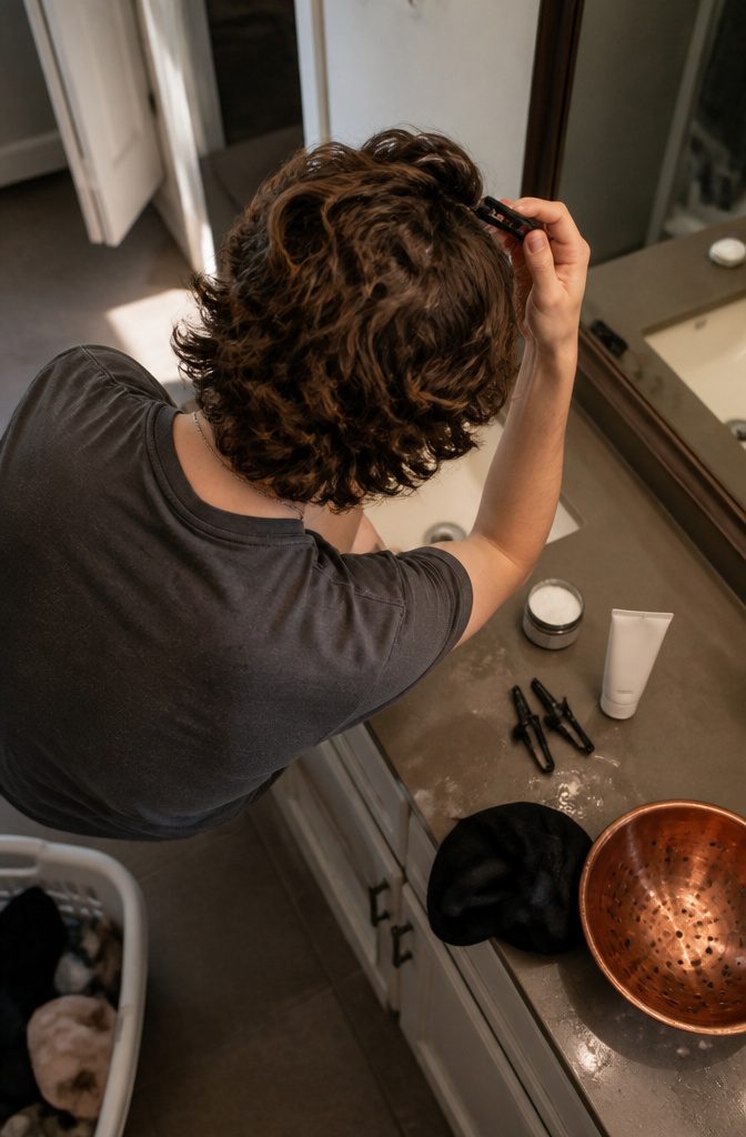 Medium-length tousled waves with separated strands and natural movement