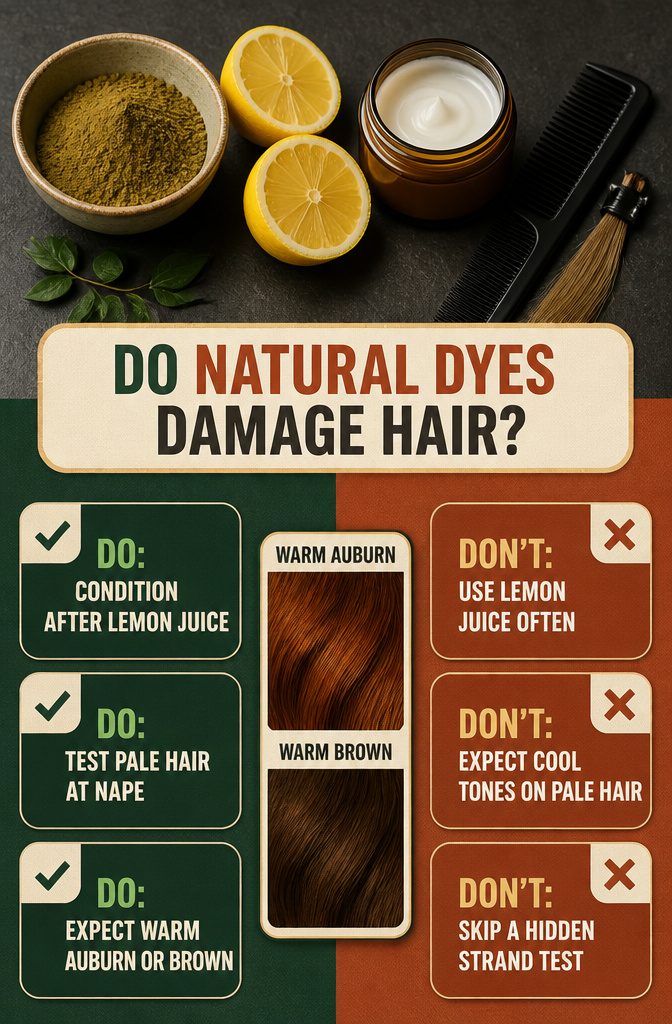 Henna powder lemon slices bowl and conditioner for natural hair dye