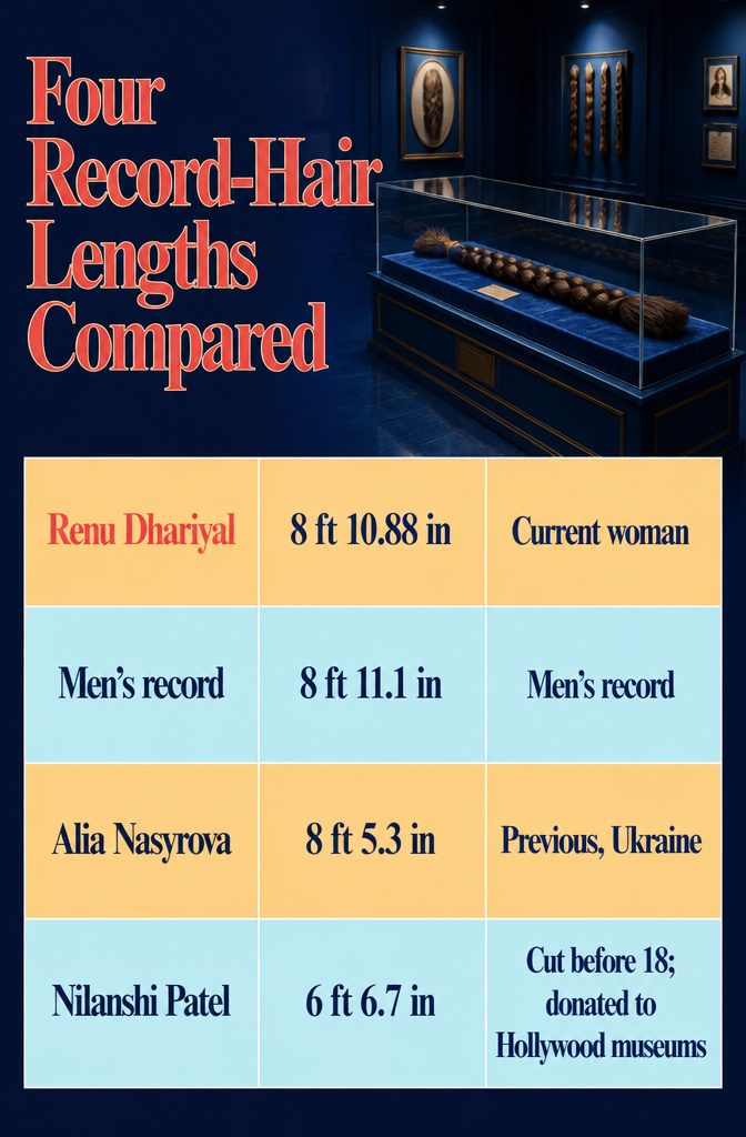 Graphic comparing four record holders with different hair lengths